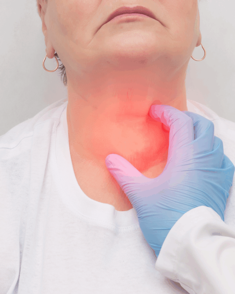προβλήματα θυρεοειδή woman in thyroid exam
