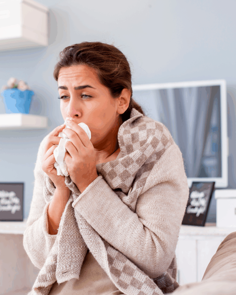 απώλεια γεύσης woman with flu