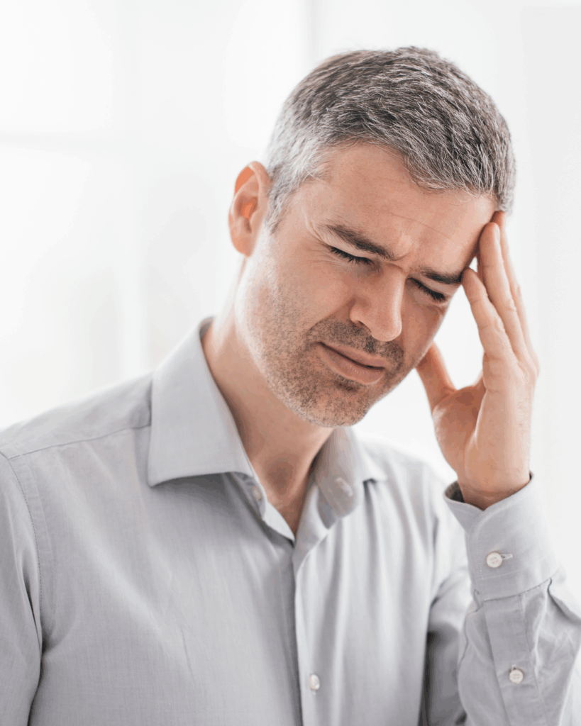 πονοκέφαλος από ιγμορίτιδα man with headache