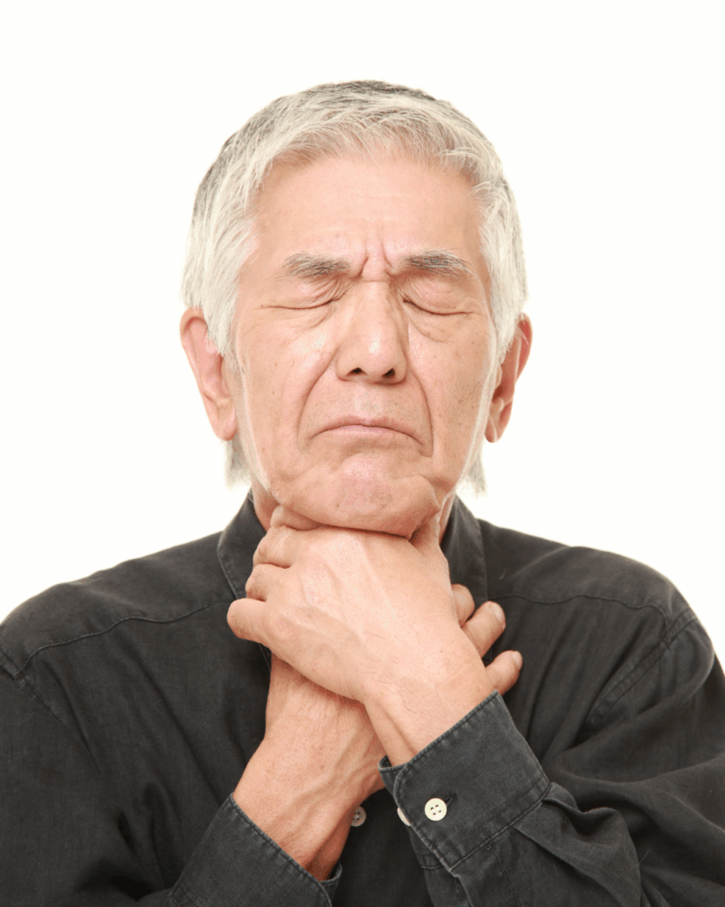 όγκος παρωτίδας man in throat pain