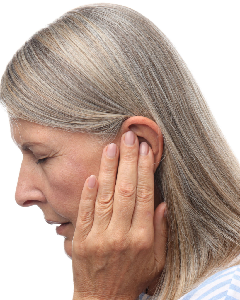υπερακουσία woman in ear pain